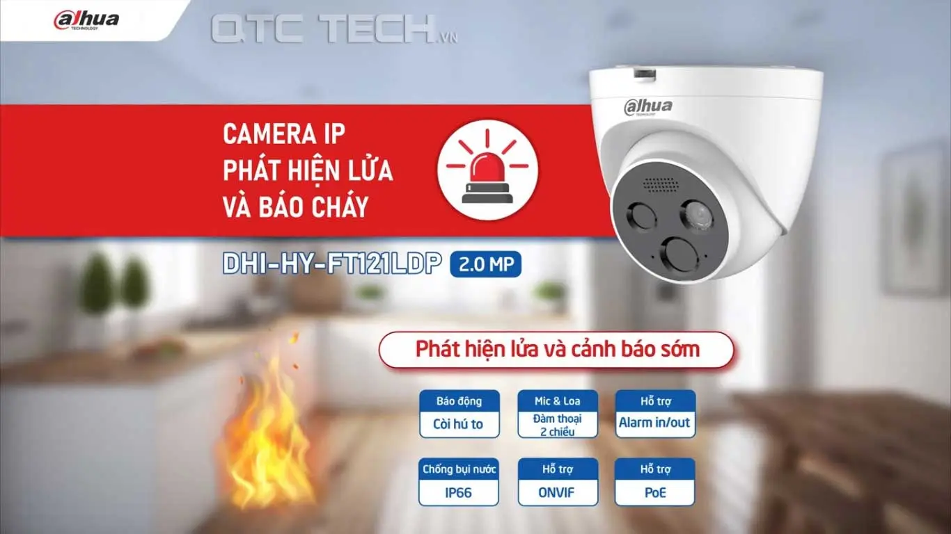 Camera IP Dahua DHI-HY-FT121LDP Phát hiện lửa và Báo cháy