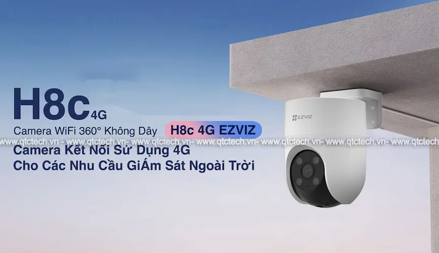 Camera EZVIZ H8c 4G 2K Quay Quét 360° Ngoài Trời Không Cần WiFi