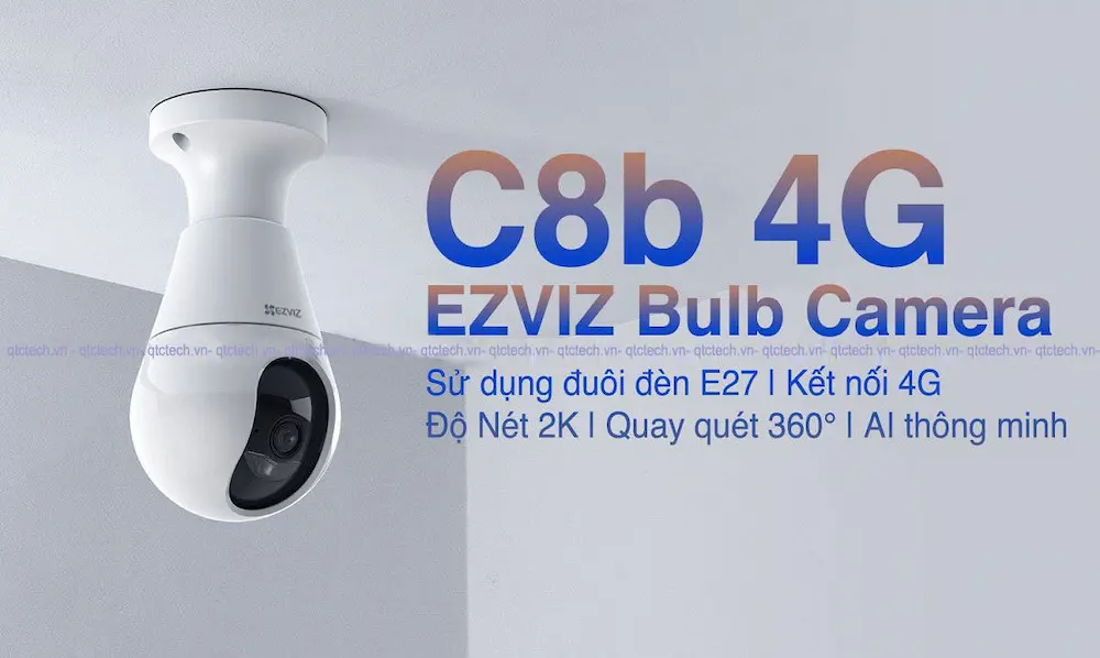 Camera EZVIZ C8b 4G 2K Bulb Camera Bóng Đèn Quay Quét 360° Thông Minh