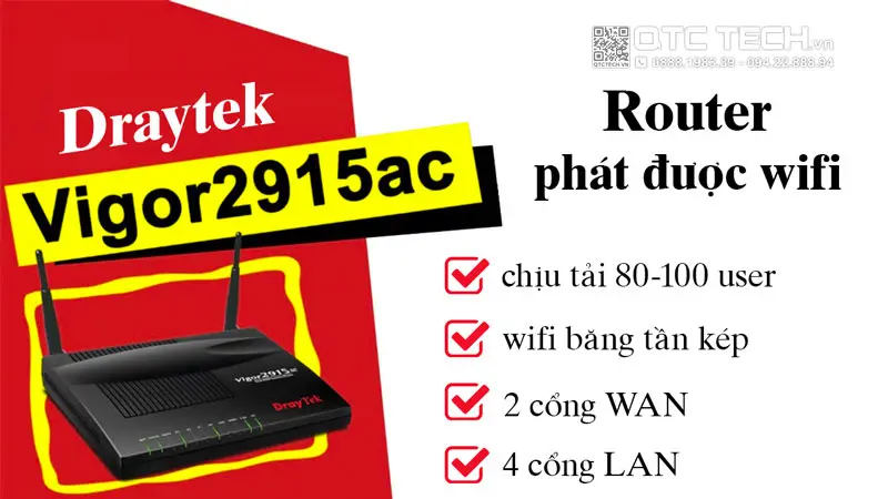 Draytek Vigor 2915ac - bộ định tuyến có tính năng phát wifi băng tần kép