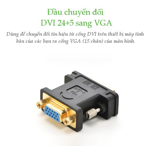 dau chuyen doi dvi 245 sang vga 15 chan ugreen 20122 dau ket noi ma vang 24k qtctech 2