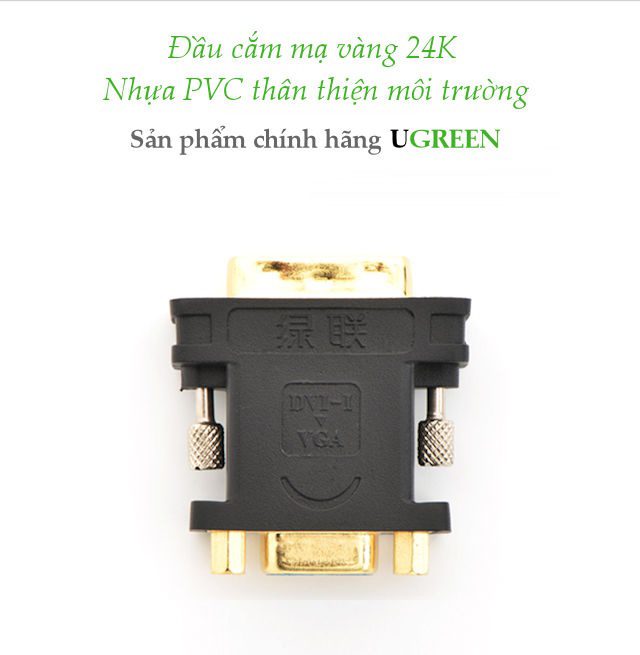 dau chuyen doi dvi 245 sang vga 15 chan ugreen 20122 dau ket noi ma vang 24k qtctech 7