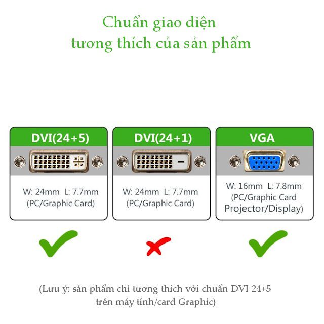 dau chuyen doi dvi 245 sang vga 15 chan ugreen 20122 dau ket noi ma vang 24k qtctech 8