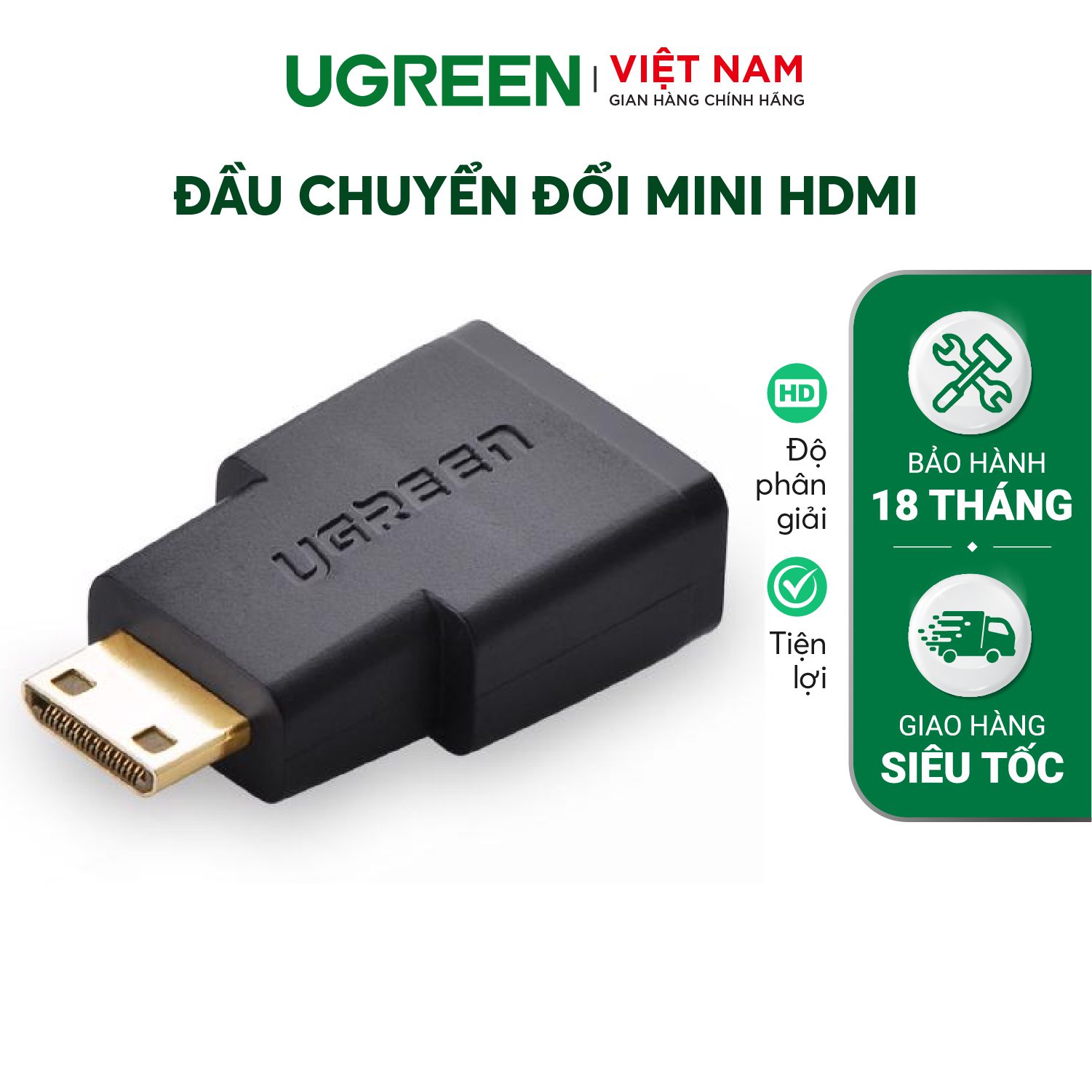 dau chuyen mini hdmi male sang hdmi female dai 25mm ugreen 20101 qtctech 1