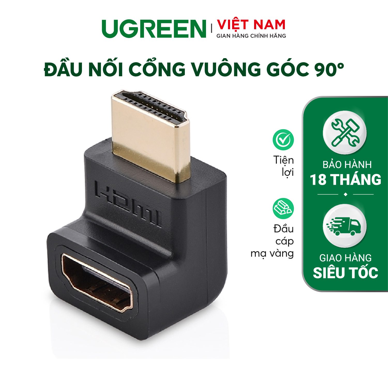 dau noi cong hdmi male sang hdmi female vuong goc 90 do be len ugreen 20110 8 qtctech